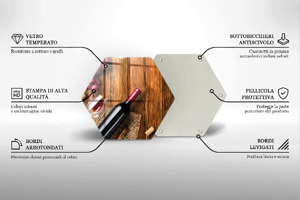 Tagliere in vetro temperato Una bottiglia di vino rosso