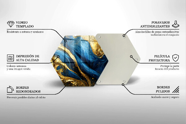 Tagliere in vetro temperato Marmo blu e oro