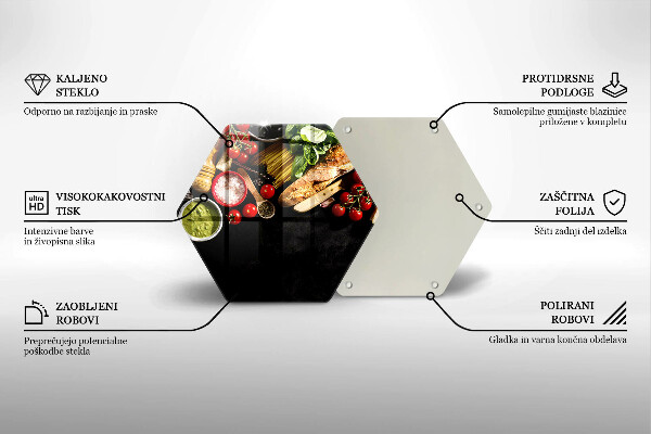 Tagliere in vetro temperato Ingredienti e spezie italiani