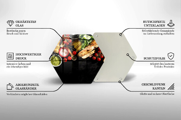 Tagliere in vetro temperato Ingredienti e spezie italiani