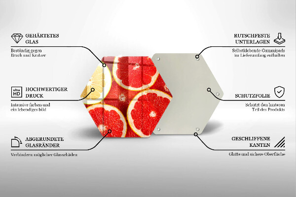 Tagliere in vetro temperato Fette di pompelmo