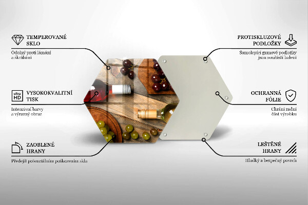 Tagliere in vetro temperato Bottiglie di vino e uva