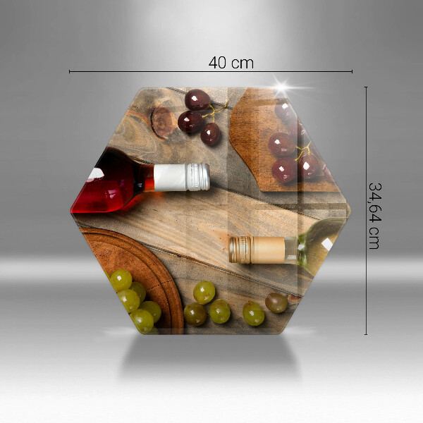 Tagliere in vetro temperato Bottiglie di vino e uva