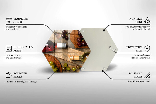 Tagliere in vetro temperato Bottiglie di vino e uva