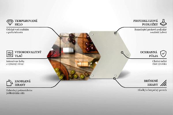 Tagliere in vetro temperato Bottiglie di vino e uva