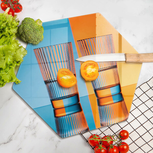 Tagliere in vetro temperato Due bicchieri d'acqua