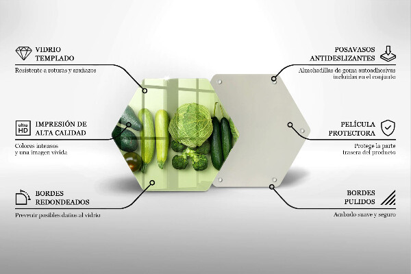 Tagliere in vetro temperato Frutta e verdura verde