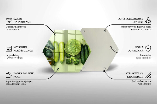 Tagliere in vetro temperato Frutta e verdura verde