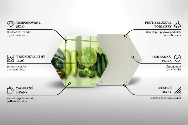 Tagliere in vetro temperato Frutta e verdura verde