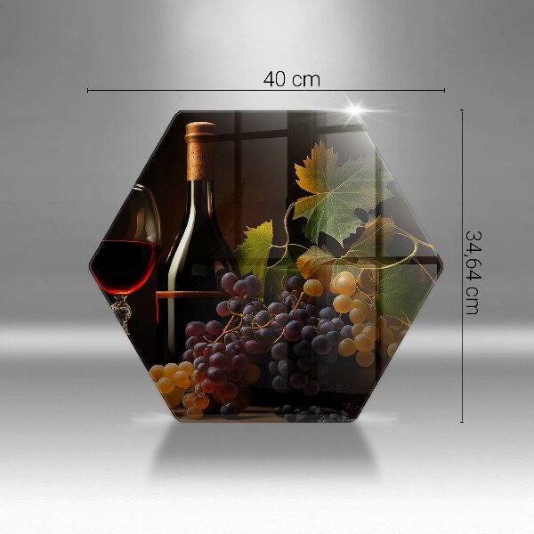 Tagliere in vetro temperato Bicchiere di vino e uva
