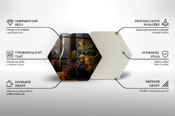 Tagliere in vetro temperato Bicchiere di vino e uva