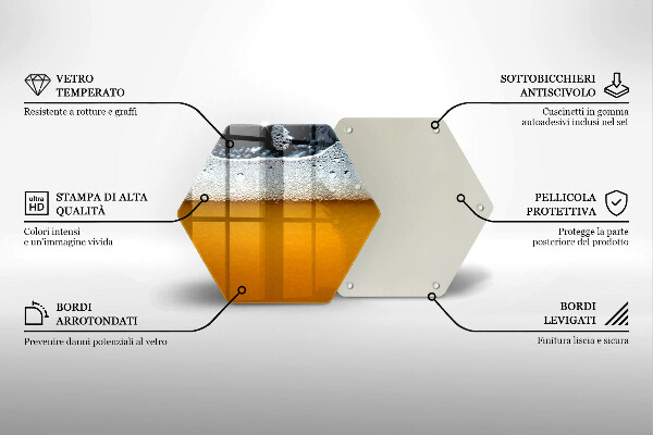 Tagliere in vetro temperato Bevi schiuma di birra