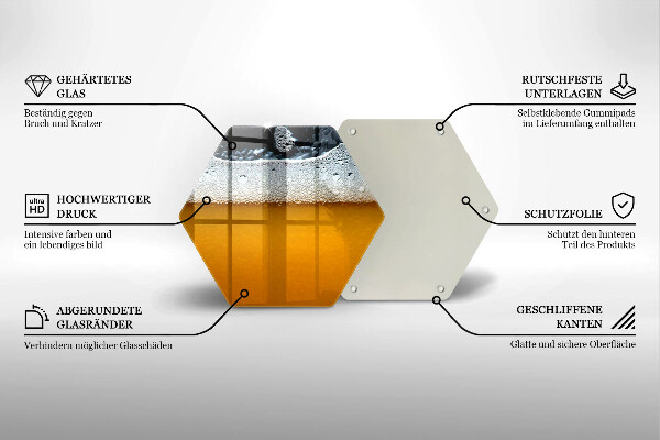 Tagliere in vetro temperato Bevi schiuma di birra