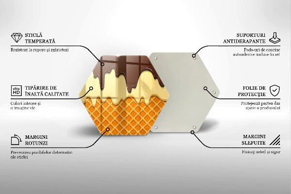 Tagliere in vetro temperato Illustrazione del cono gelato