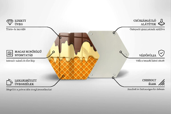 Tagliere in vetro temperato Illustrazione del cono gelato