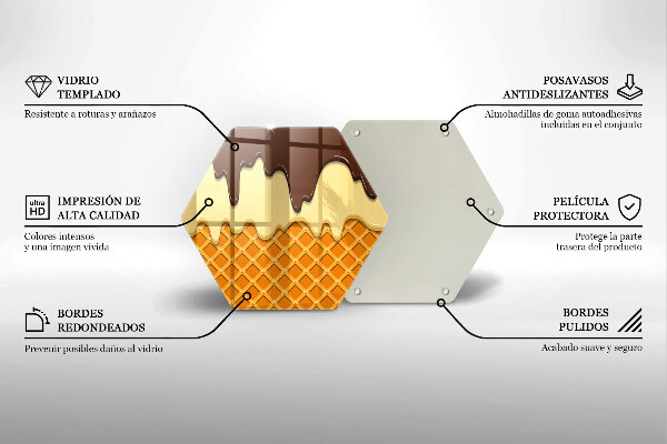 Tagliere in vetro temperato Illustrazione del cono gelato