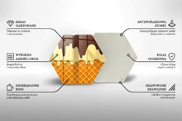 Tagliere in vetro temperato Illustrazione del cono gelato