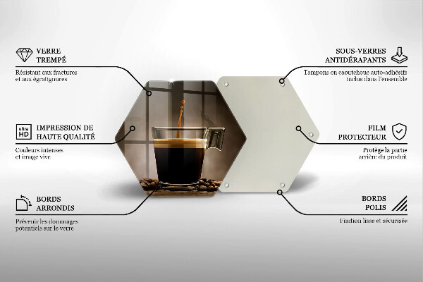 Tagliere in vetro temperato Vetro e chicchi di caffè