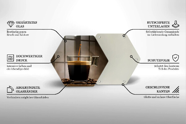 Tagliere in vetro temperato Vetro e chicchi di caffè