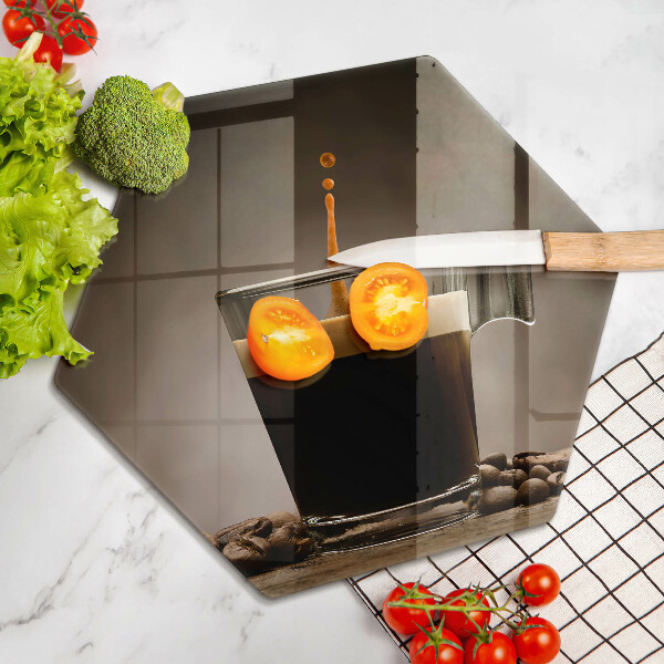 Tagliere in vetro temperato Vetro e chicchi di caffè