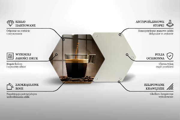 Tagliere in vetro temperato Vetro e chicchi di caffè