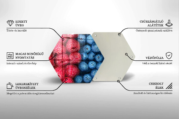 Tagliere in vetro temperato Frutti di lampone e mirtillo