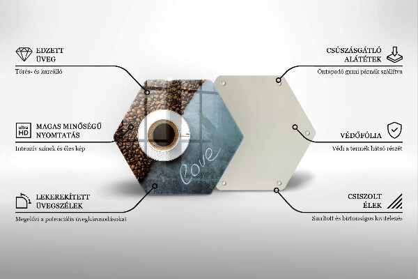 Tagliere in vetro temperato Chicchi e tazza di caffè