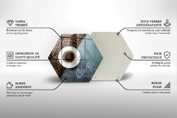 Tagliere in vetro temperato Chicchi e tazza di caffè