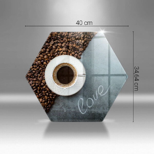 Tagliere in vetro temperato Chicchi e tazza di caffè