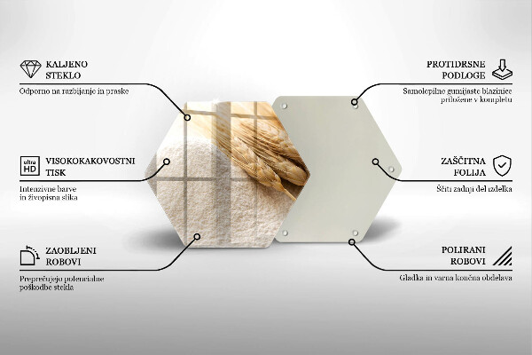 Tagliere in vetro temperato Farina e spighe di grano