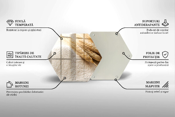 Tagliere in vetro temperato Farina e spighe di grano