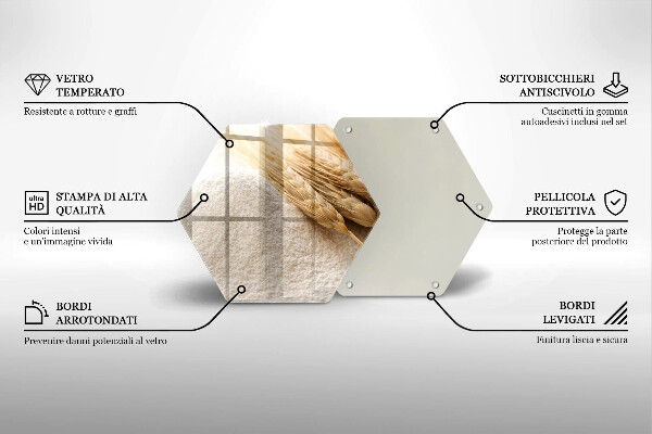 Tagliere in vetro temperato Farina e spighe di grano