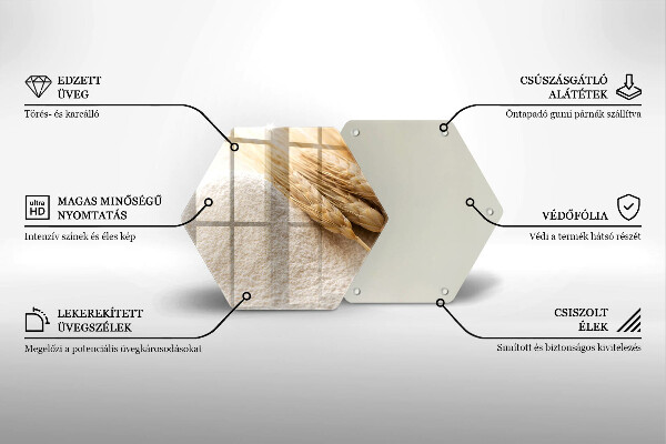 Tagliere in vetro temperato Farina e spighe di grano