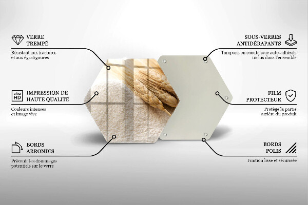 Tagliere in vetro temperato Farina e spighe di grano