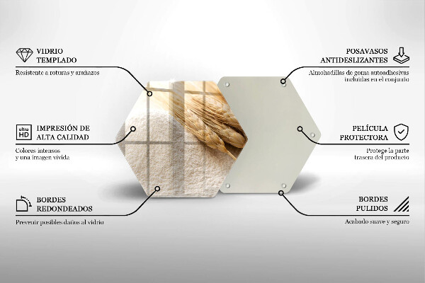 Tagliere in vetro temperato Farina e spighe di grano