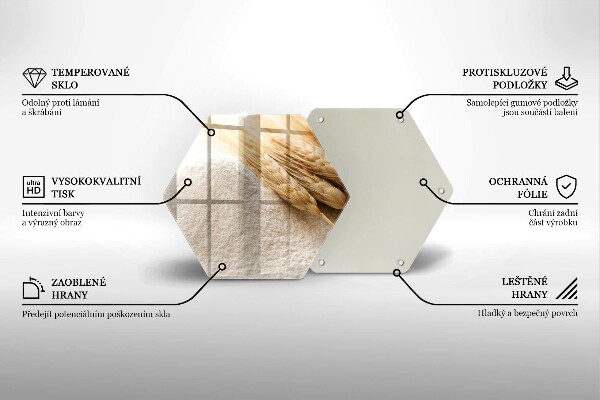 Tagliere in vetro temperato Farina e spighe di grano