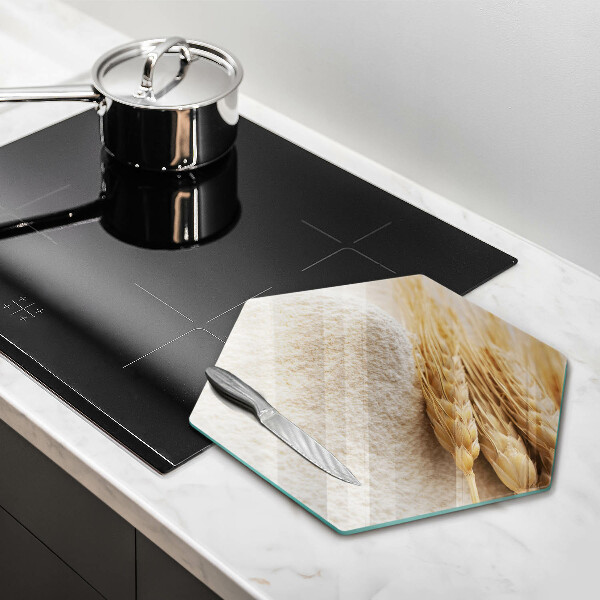 Tagliere in vetro temperato Farina e spighe di grano