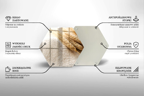 Tagliere in vetro temperato Farina e spighe di grano