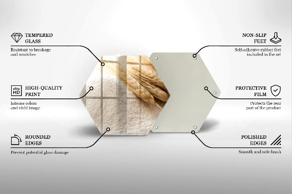Tagliere in vetro temperato Farina e spighe di grano