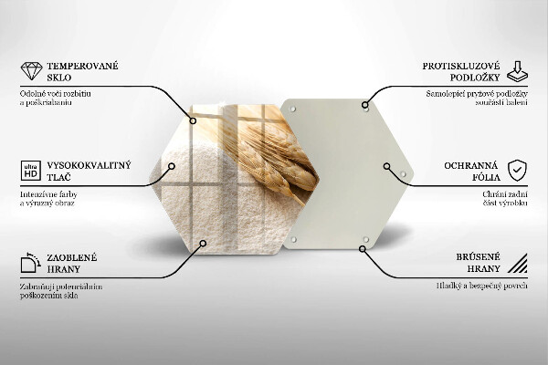 Tagliere in vetro temperato Farina e spighe di grano