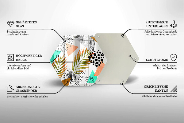 Tagliere in vetro Modello di foglie Boho