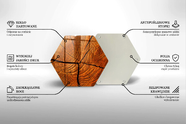 Tagliere in vetro Struttura in tronco di legno