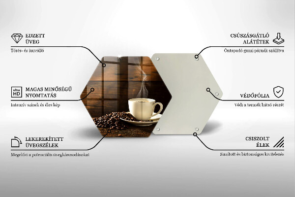 Tagliere in vetro Tazzina da caffè in legno