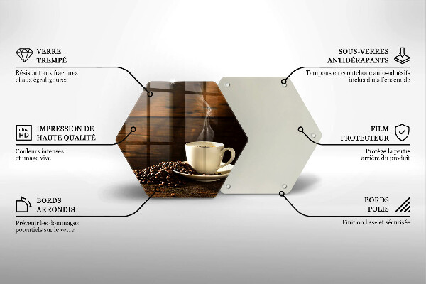 Tagliere in vetro Tazzina da caffè in legno