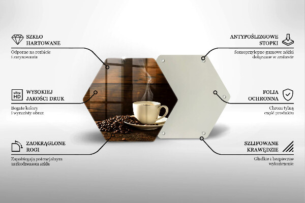 Tagliere in vetro Tazzina da caffè in legno