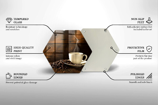 Tagliere in vetro Tazzina da caffè in legno