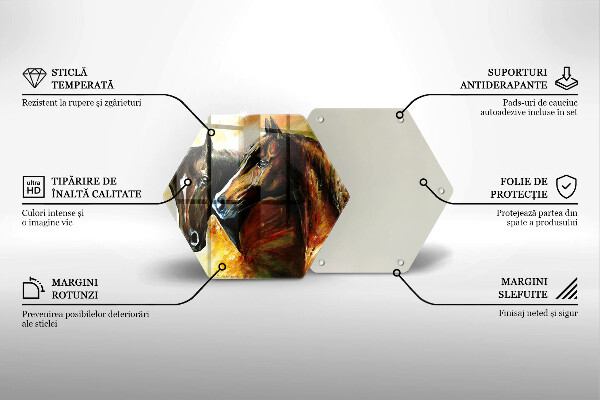 Tagliere in vetro temperato Animali cavalli