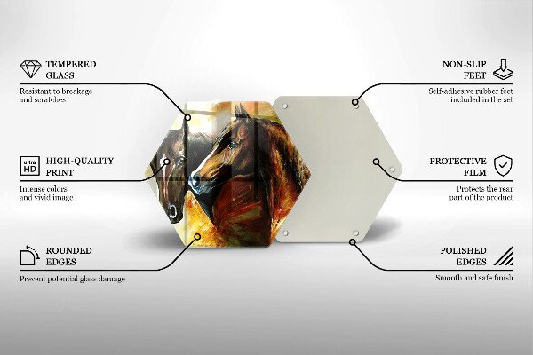 Tagliere in vetro temperato Animali cavalli