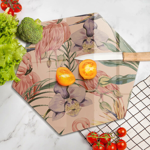 Tagliere in vetro Illustrazione dei fenicotteri