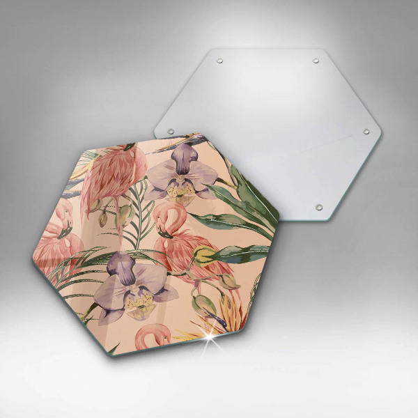 Tagliere in vetro Illustrazione dei fenicotteri